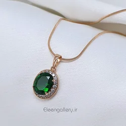 پلاک گردنبند نگینی ژوپینگ سبز