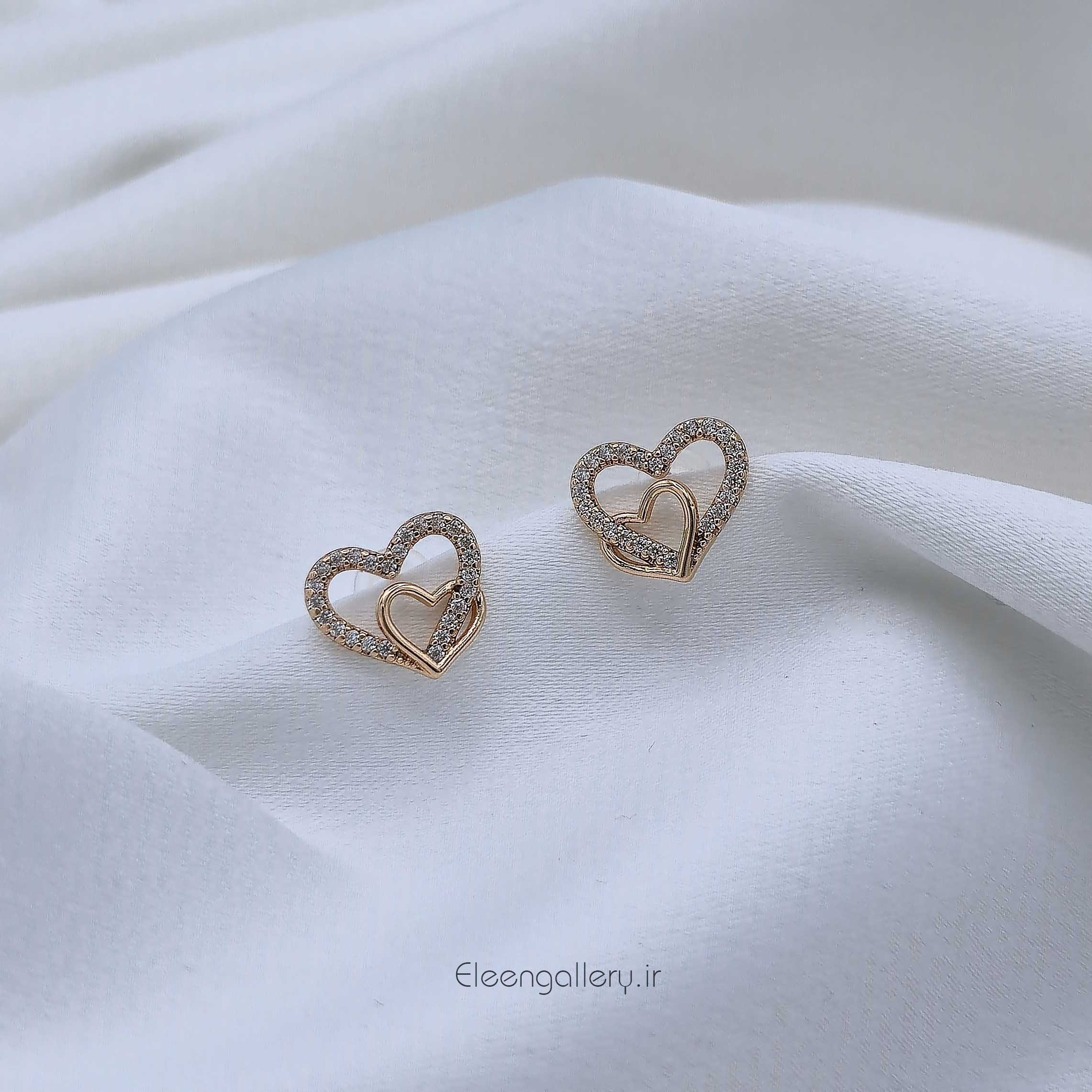 گوشواره دخترانه قلب در قلب ژوپینگ کد-2386