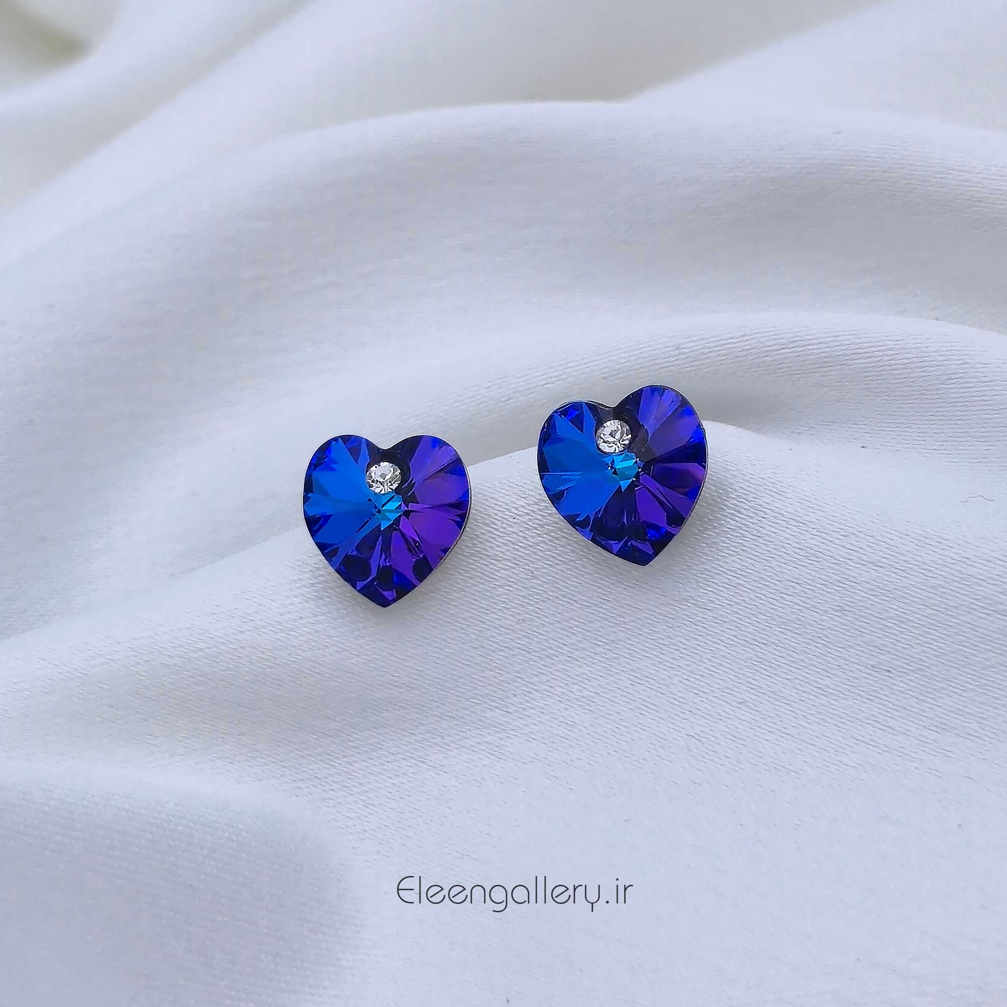 گوشواره قلب سواروسکی ژوپینگ آبی بنفش کد-1621