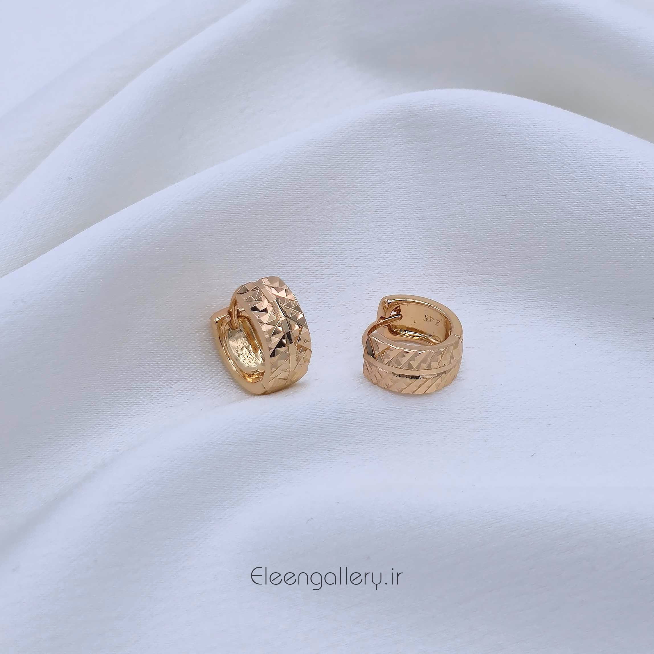 گوشواره حلقه‌ای دخترانه ژوپینگ طرح تراش هندسی کد-1843
