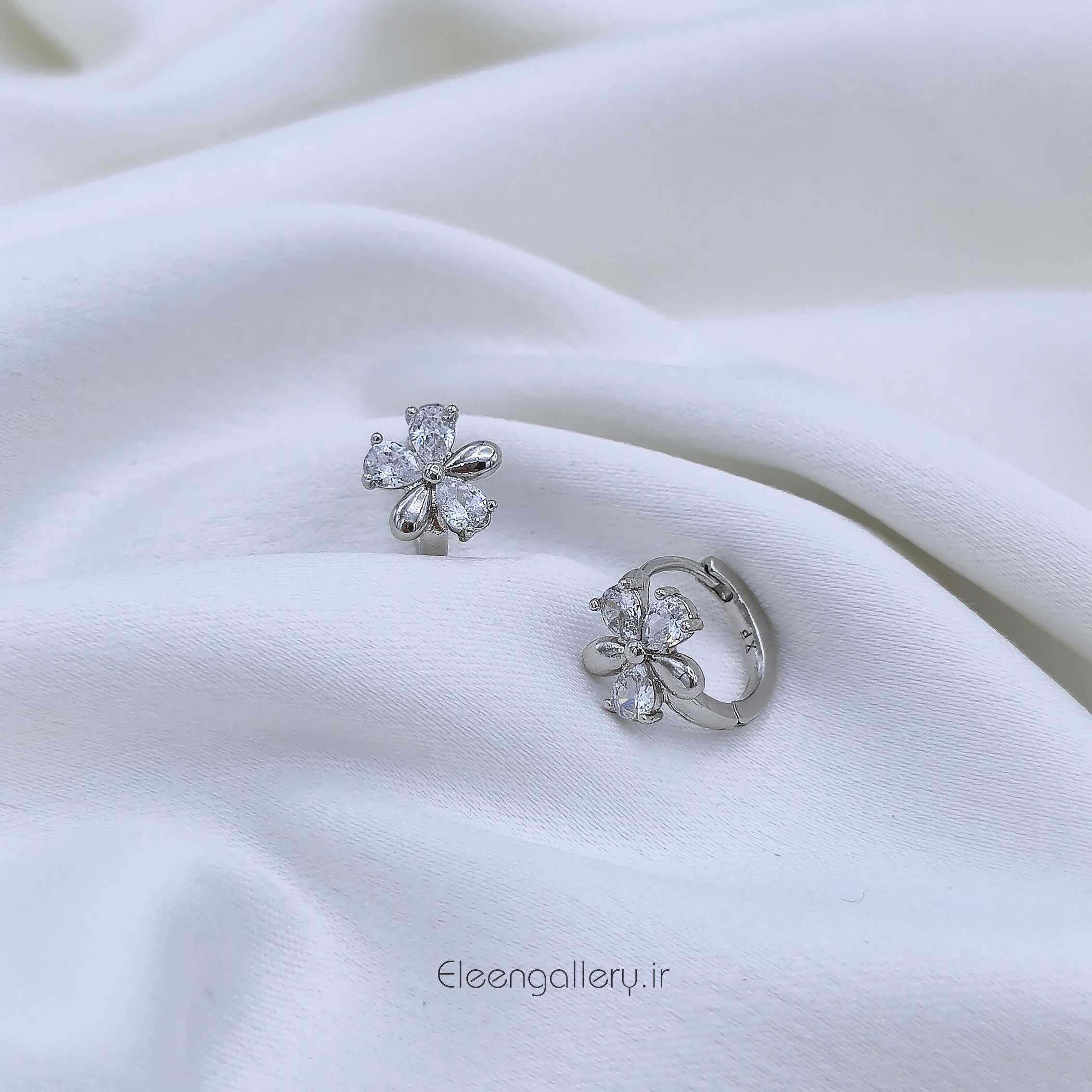 گوشواره حلقه‌ای طرح گل ژوپینگ کد-2248