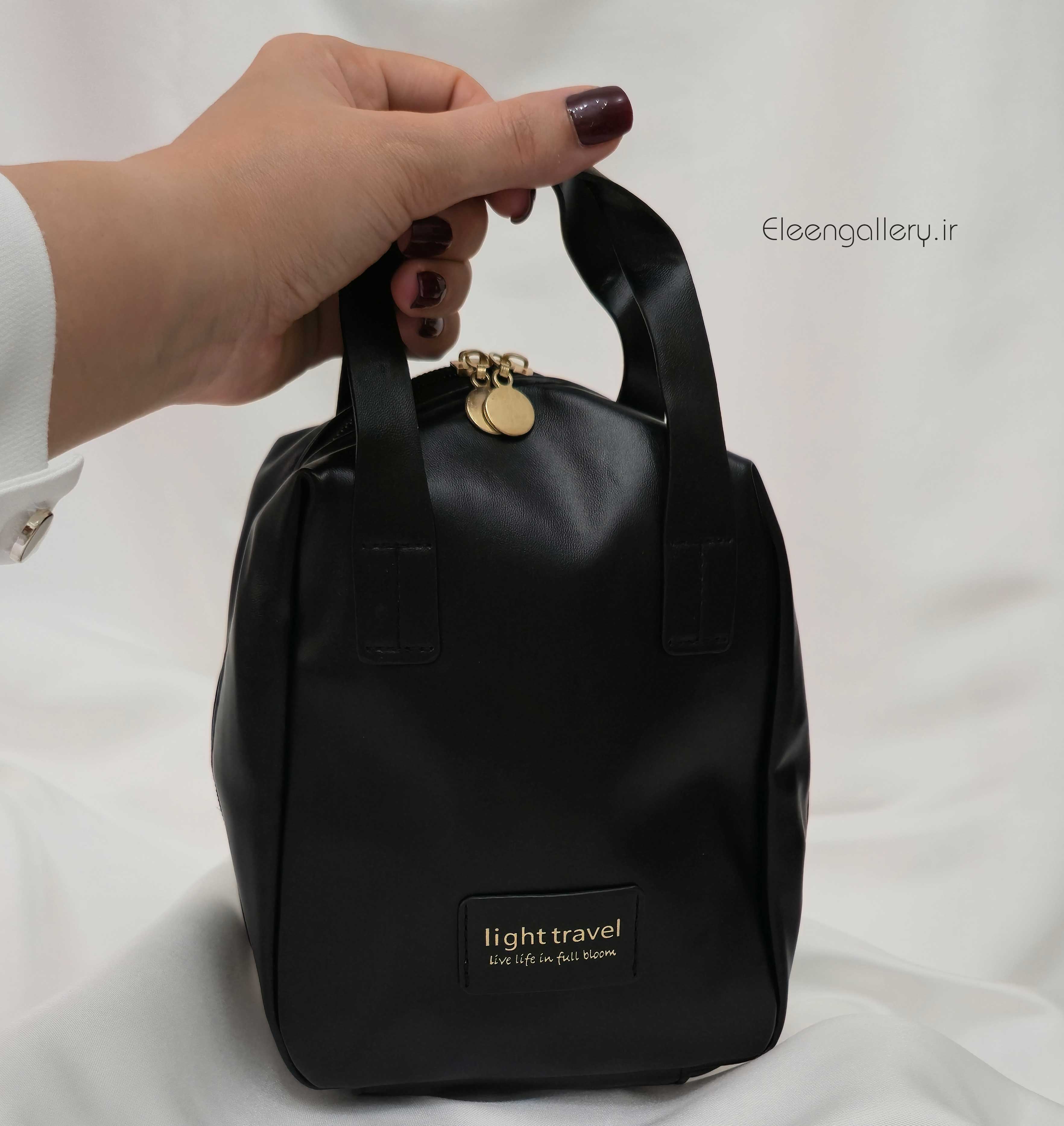 کیف لوازم آرایش چرم مصنوعی مشکی مدل فانتزی