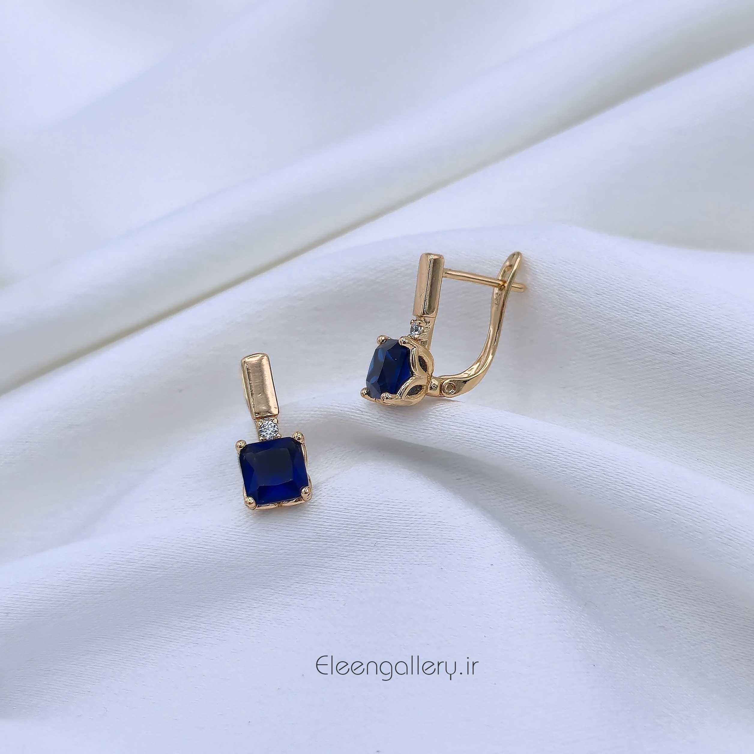 گوشواره نگین آبی ژوپینگ کد-2339