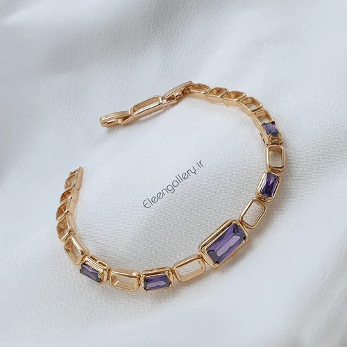 دستبند زنانه نگین بنفش ژوپینگ E-0347