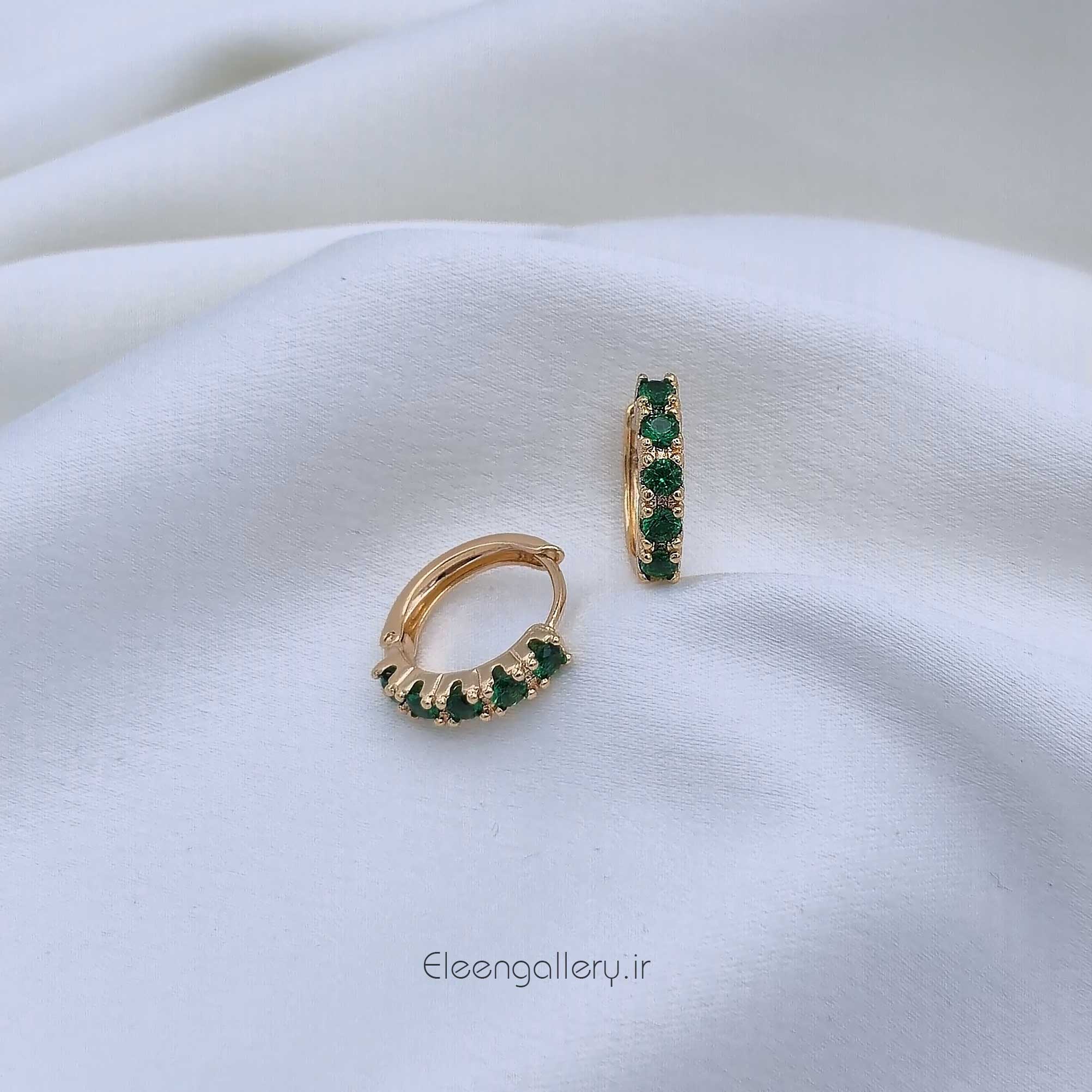 گوشواره حقله‌ای نگین سبز ژوپینگ کد-2383