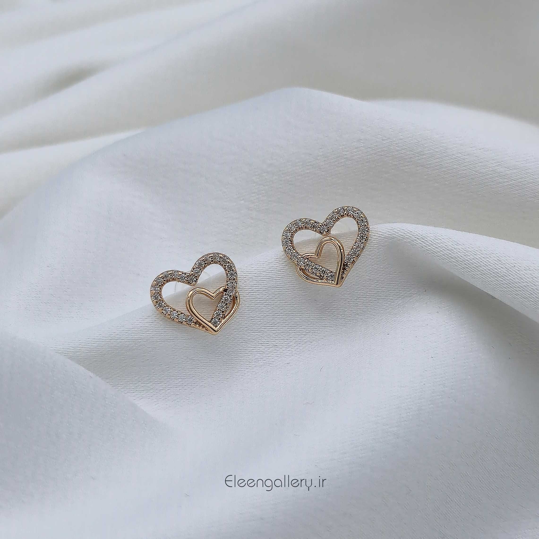 گوشواره دخترانه قلب در قلب ژوپینگ کد-2386